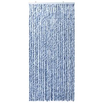 Insect Curtain Blue, White & Silver - 100x220 cm Chenille