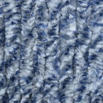 Insect Curtain Blue, White & Silver - 100x220 cm Chenille