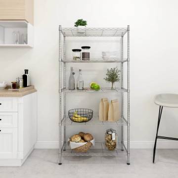 5-Tier Chrome Storage Shelf - 250 kg Capacity, 90x35x180 cm