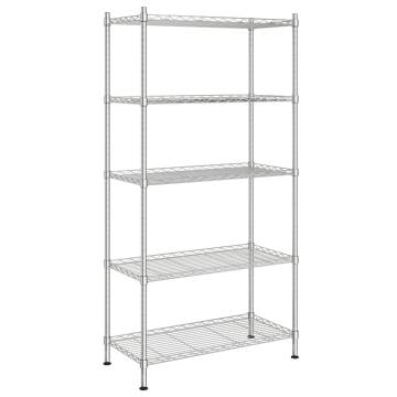 5-Tier Chrome Storage Shelf - 250 kg Capacity, 90x35x180 cm