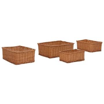 4 Piece Nesting Basket Set - Brown Willow Organiser