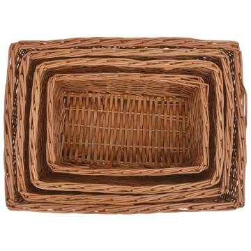 4 Piece Nesting Basket Set - Brown Willow Organiser