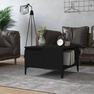 Stylish Black Coffee Table - 55x55 cm - Engineered Wood