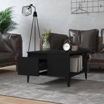 Stylish Black Coffee Table - 55x55 cm - Engineered Wood