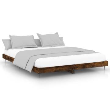 Stylish Smoked Oak Bed Frame 200x200 cm - Durable & Elegant