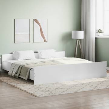 White Bed Frame with Headboard & Footboard - 200x200 cm