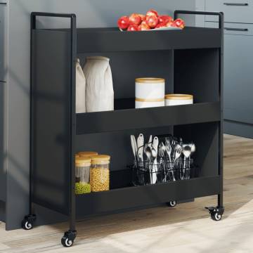 Stylish Black Kitchen Trolley - 70x30x82 cm Engineered Wood