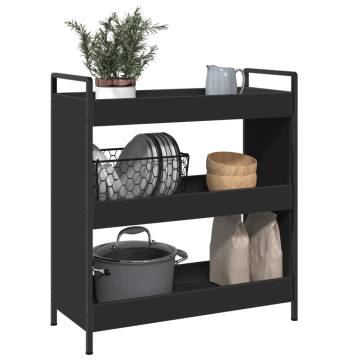 Stylish Black Kitchen Trolley - 70x30x82 cm Engineered Wood