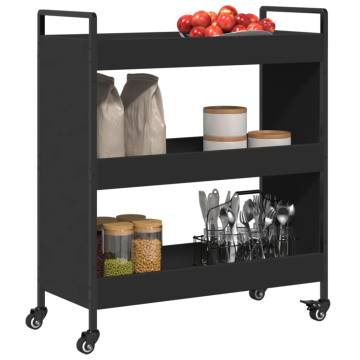 Stylish Black Kitchen Trolley - 70x30x82 cm Engineered Wood