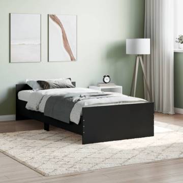 Black Bed Frame 90x200 cm | Durable Engineered Wood