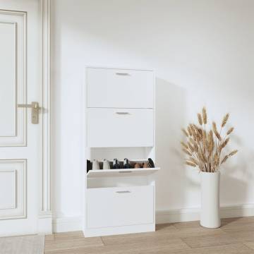 Shoe Cabinet White 59x17x150 cm - Stylish Storage Solution