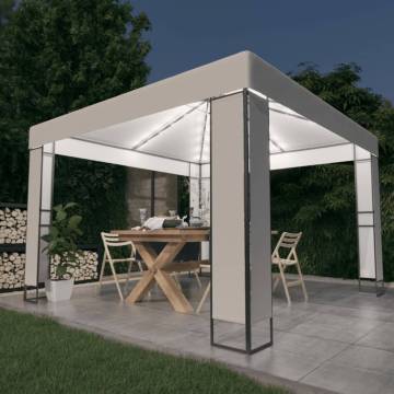 White Gazebo with Double Roof & LED Lights - 3x3m