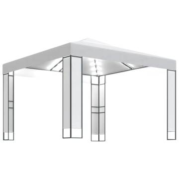 White Gazebo with Double Roof & LED Lights - 3x3m