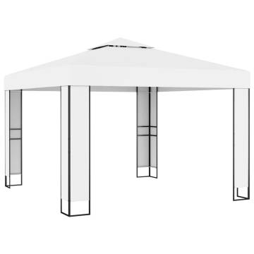 White Gazebo with Double Roof & LED Lights - 3x3m