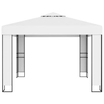 White Gazebo with Double Roof & LED Lights - 3x3m