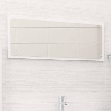 High Gloss White Bathroom Mirror | 90x1.5x37 cm | Stylish Decor