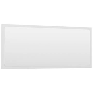 High Gloss White Bathroom Mirror | 90x1.5x37 cm | Stylish Decor