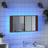 LED Bathroom Mirror Cabinet Brown Oak 90x12x45 cm | Hipo Market