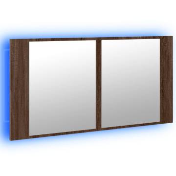 LED Bathroom Mirror Cabinet Brown Oak 90x12x45 cm | Hipo Market