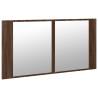 LED Bathroom Mirror Cabinet Brown Oak 90x12x45 cm | Hipo Market