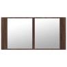 LED Bathroom Mirror Cabinet Brown Oak 90x12x45 cm | Hipo Market