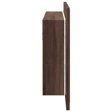 LED Bathroom Mirror Cabinet Brown Oak 90x12x45 cm | Hipo Market