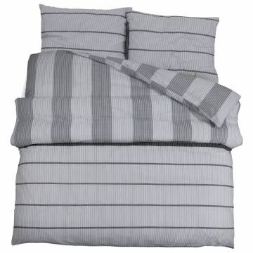 Grey Duvet Cover Set 140x200 cm Cotton | Hipomarket