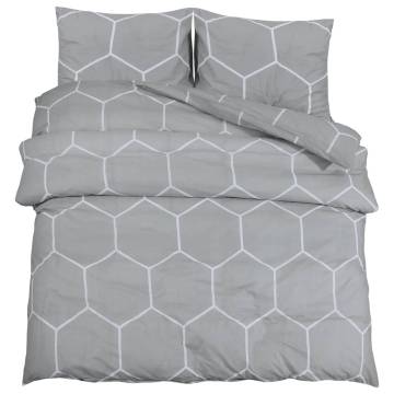 Duvet Cover Set Grey 225x220 cm - 100% Cotton Quality