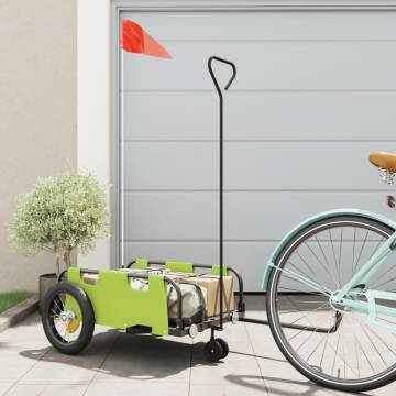 Bike Trailer Green Oxford Fabric & Iron - Versatile & Durable