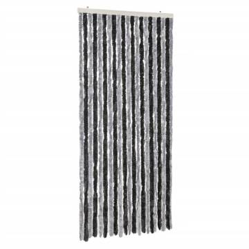 Fly Curtain Grey and Black 100x230 cm Chenille | Hipo Market