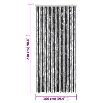 Fly Curtain Grey and Black 100x230 cm Chenille | Hipo Market