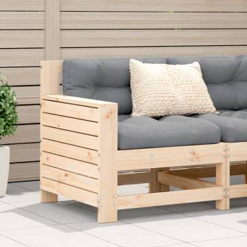 Garden Armrest Sofa with Cushion - Solid Pine Wood