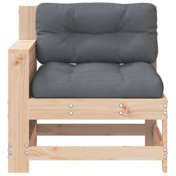 Garden Armrest Sofa with Cushion - Solid Pine Wood