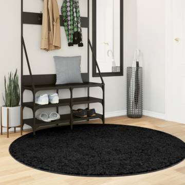 Rug OVIEDO Short Pile Black Ø 160 cm - Stylish Comfort