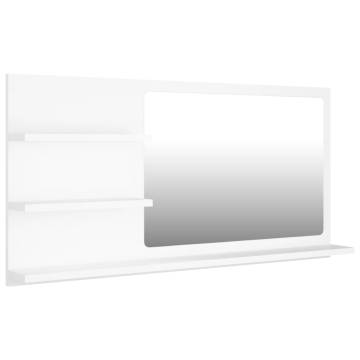 Stylish White Bathroom Mirror with Shelves - 90x10.5x45 cm