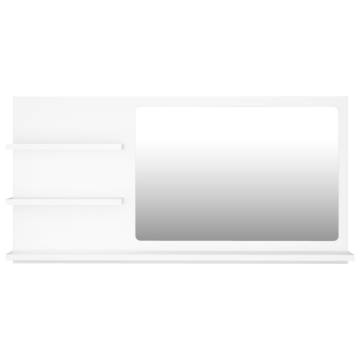 Stylish White Bathroom Mirror with Shelves - 90x10.5x45 cm