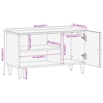 TV Cabinet 80x31x46 cm - Solid Mango Wood | Hipo Market