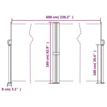 Retractable Side Awning Brown 160x600 cm - Create Privacy Anywhere