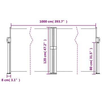 Retractable Side Awning Brown 120x1000 cm - Privacy & Style