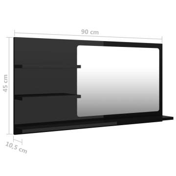 High Gloss Black Bathroom Mirror - Stylish & Functional