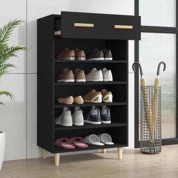 Shoe Cabinet Black 60x35x105 cm - Scandinavian Storage