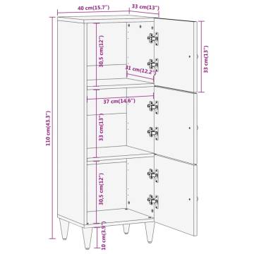 Highboard 40x33x110 cm Solid Wood Mango - Elegant Storage Solution