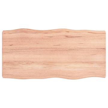 Live Edge Light Brown Solid Wood Table Top - 80x40 cm