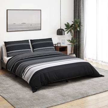 Black and White Cotton Duvet Cover Set - 140x200 cm