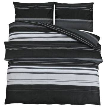 Black and White Cotton Duvet Cover Set - 140x200 cm