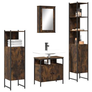 4 Piece Bathroom Furniture Set - Smoked Oak | HipoMarket