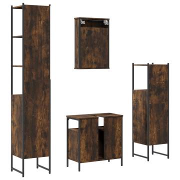 4 Piece Bathroom Furniture Set - Smoked Oak | HipoMarket