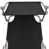 Folding Sun Lounger with Canopy - Black | Hipomarket UK