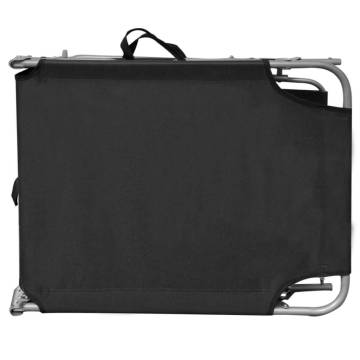 Folding Sun Lounger with Canopy - Black | Hipomarket UK