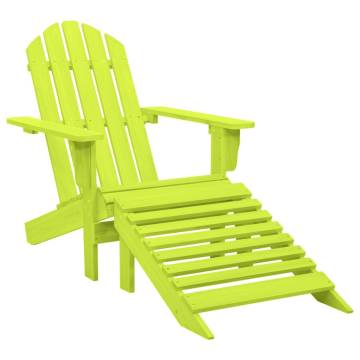 Garden Adirondack Chair with Ottoman - Solid Fir Wood Green